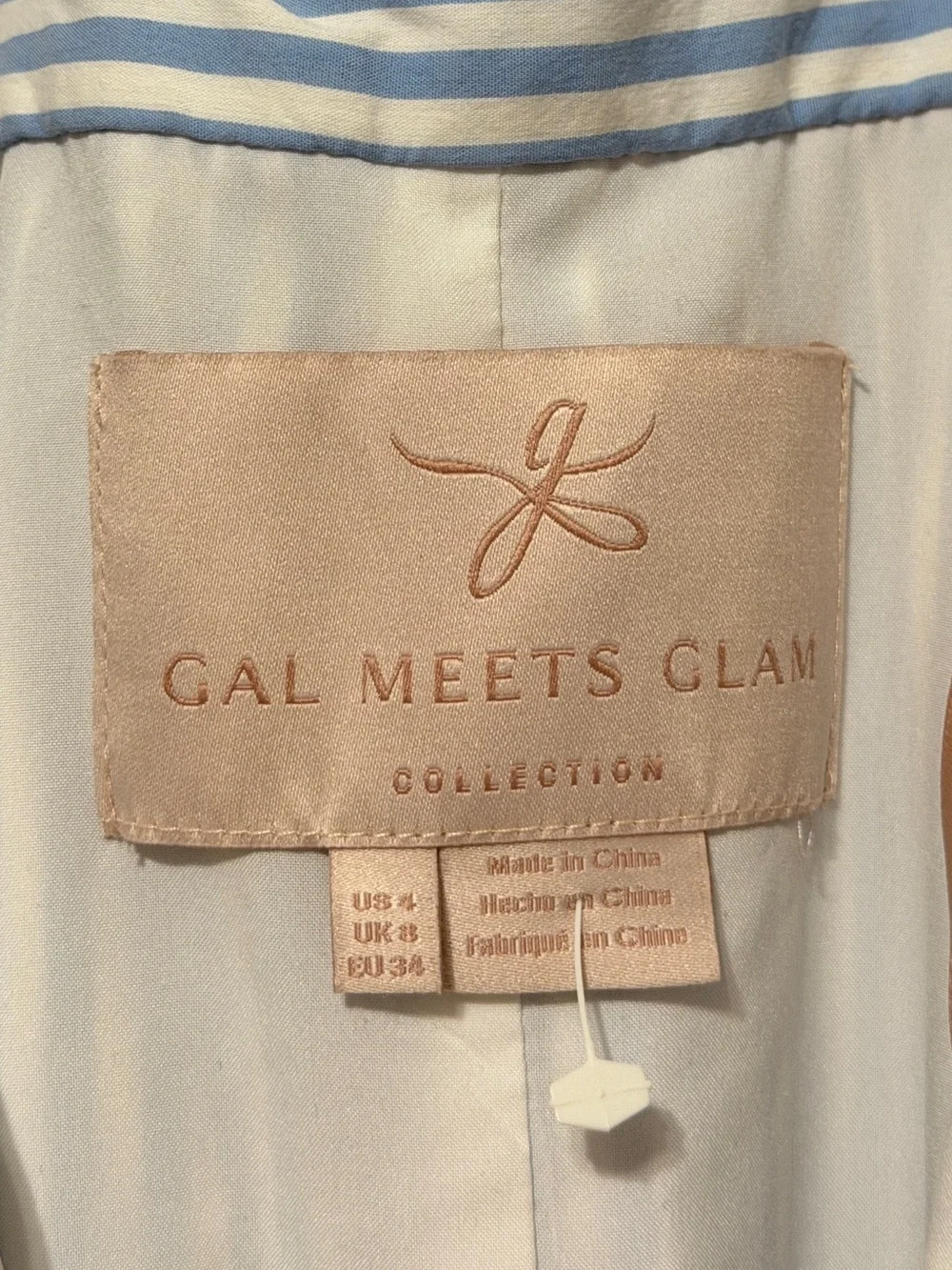 Gal Meets Glam Striped Jasmine Ruffle Dress Size 4 Blue White Maxi Beach Summer - Picture 4 of 11